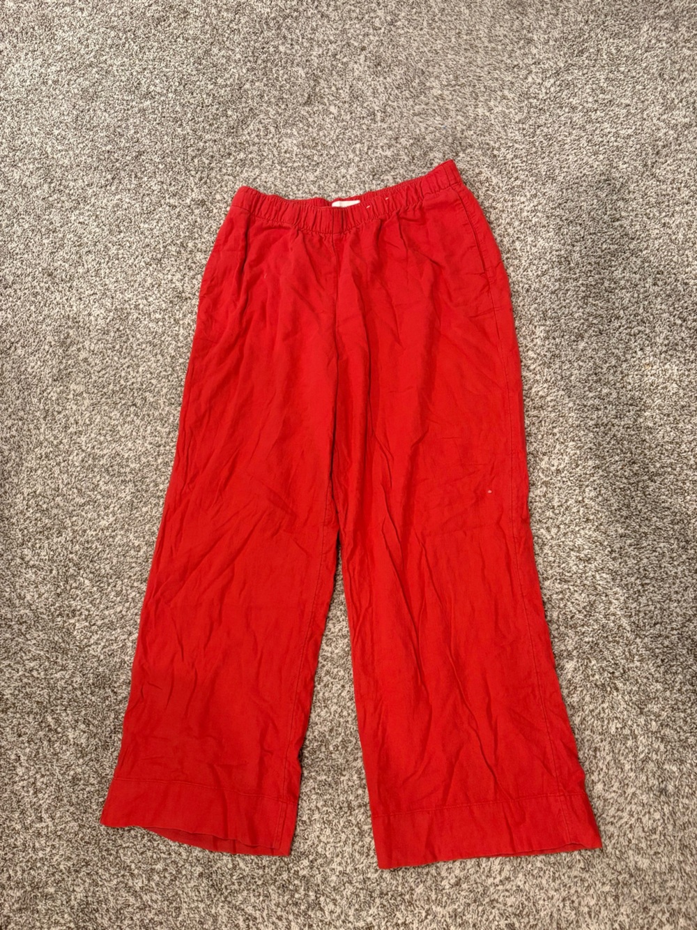 Abercrombie & Fitch Wide Leg Pull On Linen Pant Cherry Red Size Large